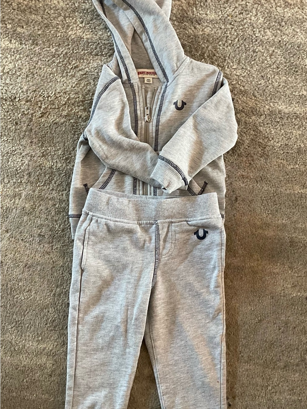 True Religion Kids Light Gray Hoodie & Jogger Set
